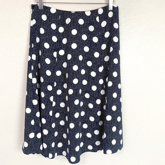 Boden Navy Polkadot Flare Midi Skirt Size 8P - Picture 4 of 6